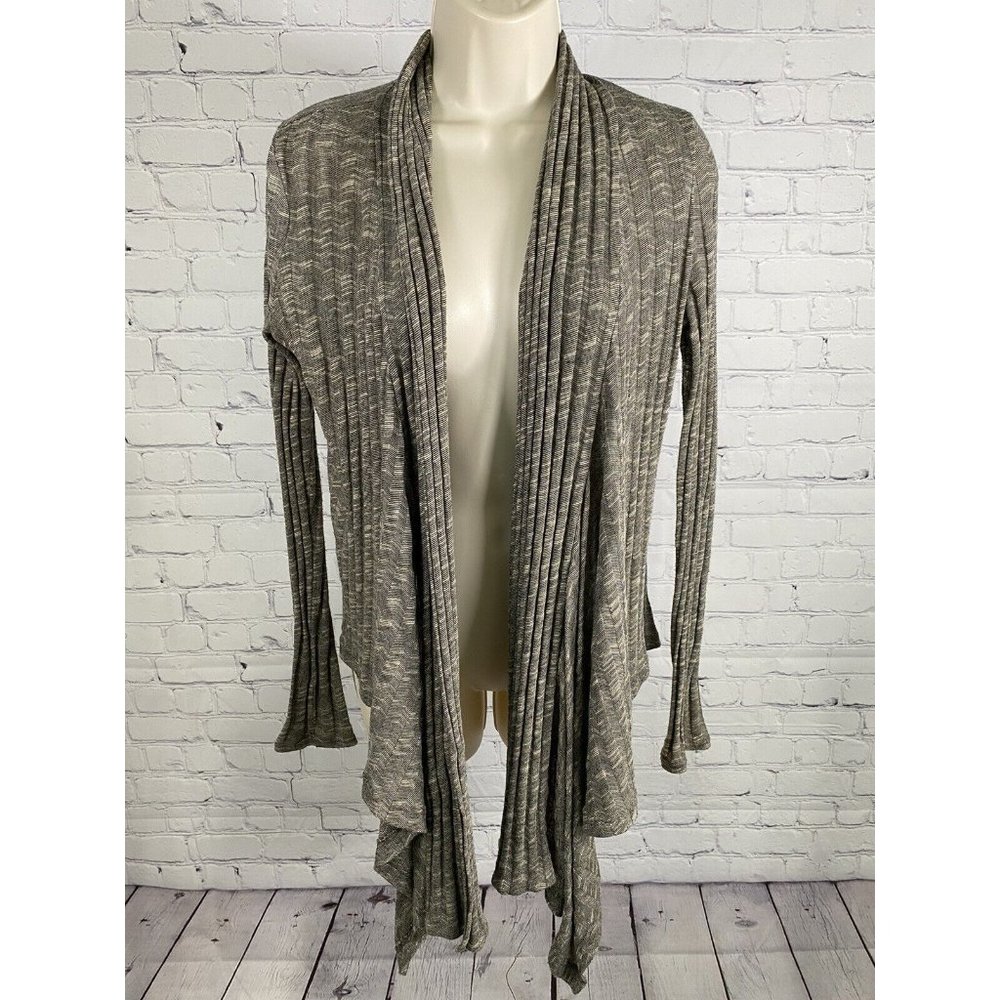 Twenty One Black Beige Long Sleeve Lightweight Drapey Front Knit Cardigan S